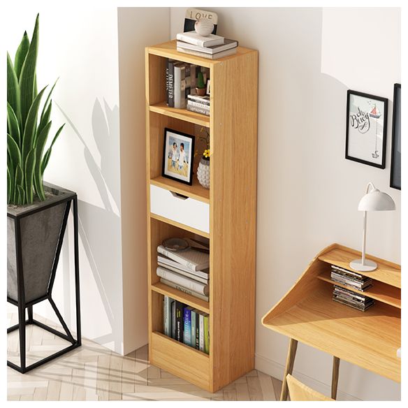 Contemporary Wood Bookcase, Geometric Bookshelf for Living Room