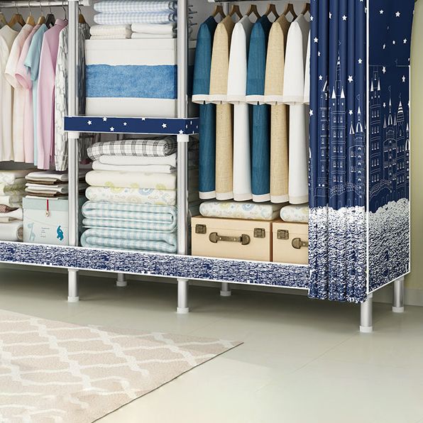 Steel Frame Wardrobe Armoire Contemporary Style Wardrobe Cabinet for Bedroom