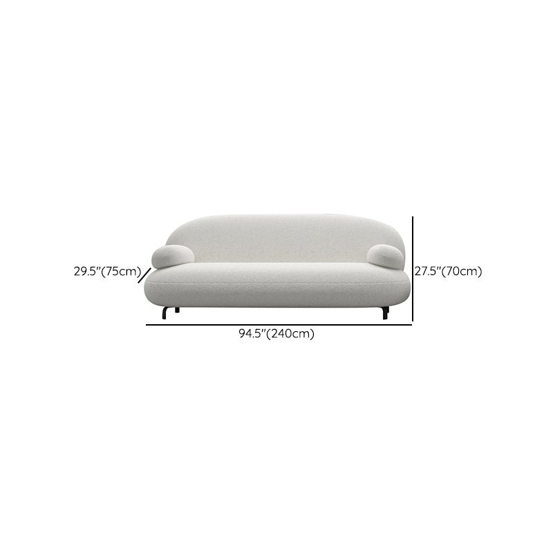 Modern 27.55" H White Wool Pillow Top Arm Sofa for Living Room