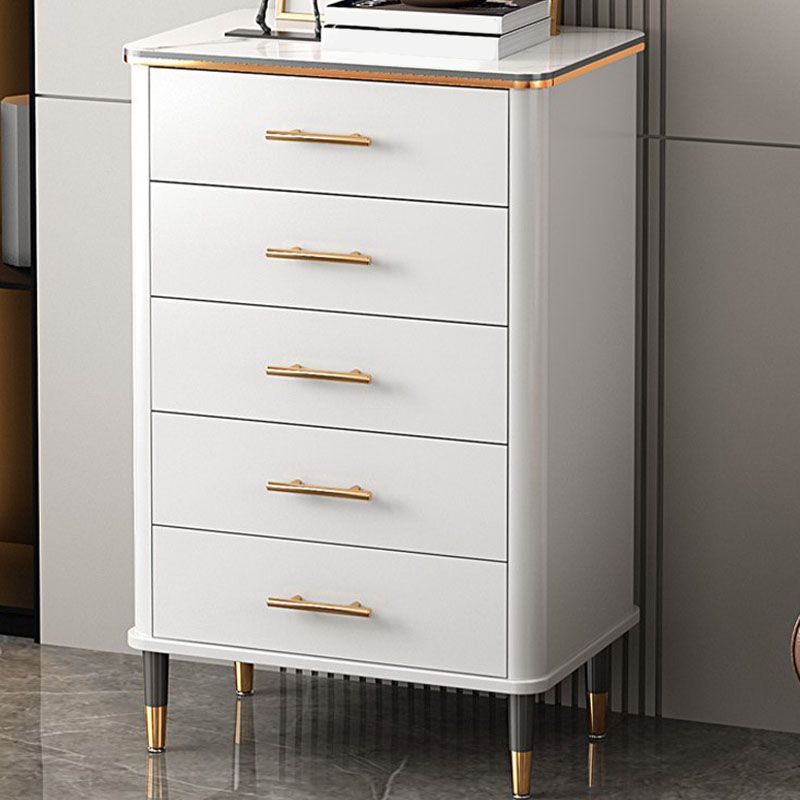Glam White Vertical Stone Storage Chest Bedroom Chest with Drawers