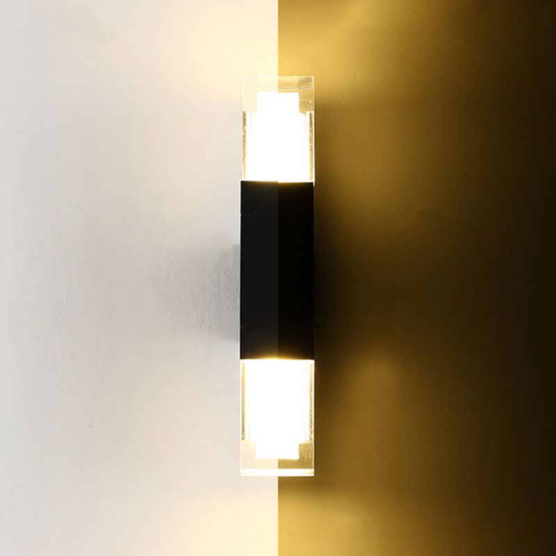 Illuminazione per esterni a forma di rettangolo acrilico moderno lampada da parete a LED in nero