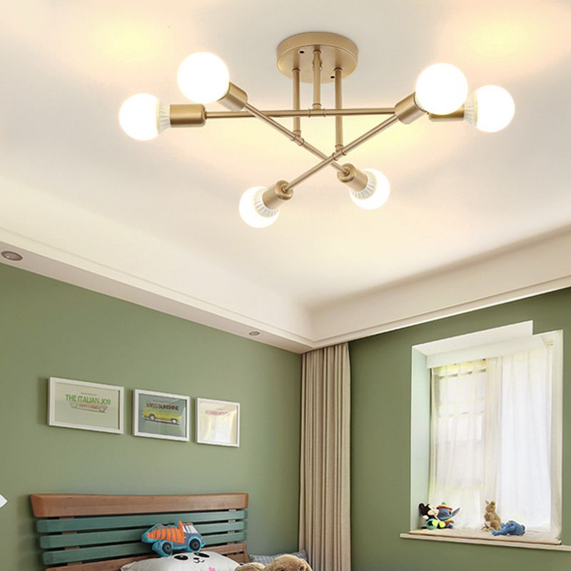 Blootgestelde lamp Semi-inbouw kroonluchter Industrieel Metaal Semi-inbouwlicht