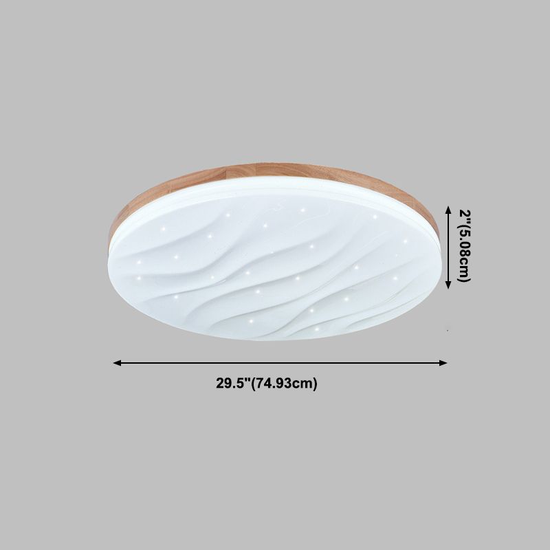 Lámpara de techo LED con forma geométrica, madera moderna, 1 luz, montaje empotrado para dormitorio, sala de estar