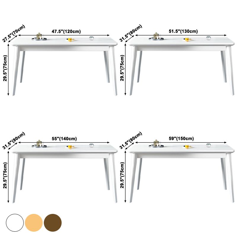Eigentijdse massieve houten rechthoekige vorm eettafel standaard eettafel met 4 potenbasis