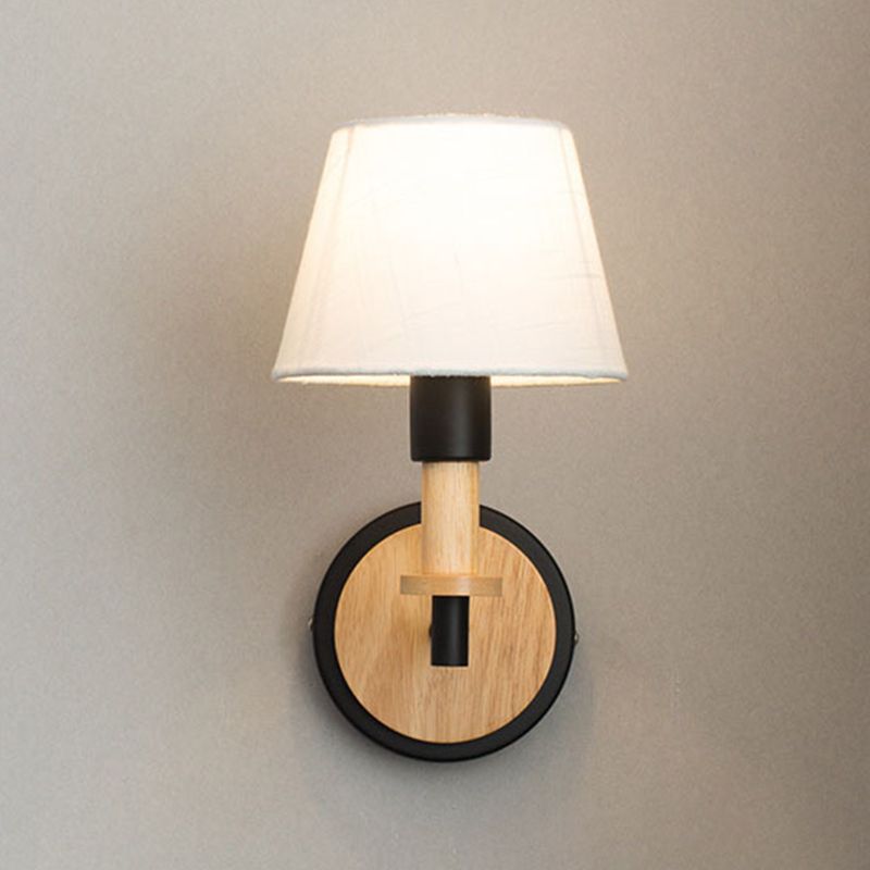 Modern Style Drum Wall Light Sconces Wood 1 Light Wall Mounted Lamps