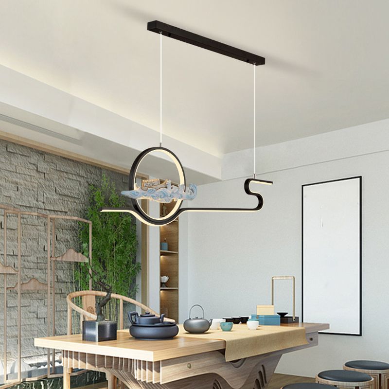 Linear Shape Island Lights Modern Style Metal 2-Light Pendant Light Fixtures