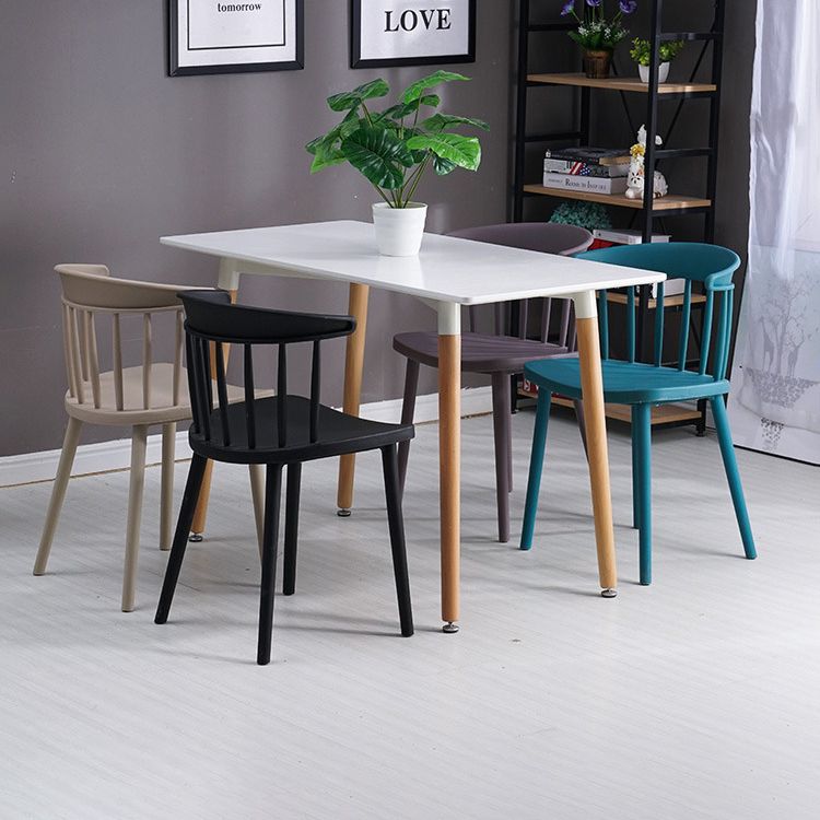 Contemporary Style Dining Chair Armless Chairs with Plastic Legs for Home