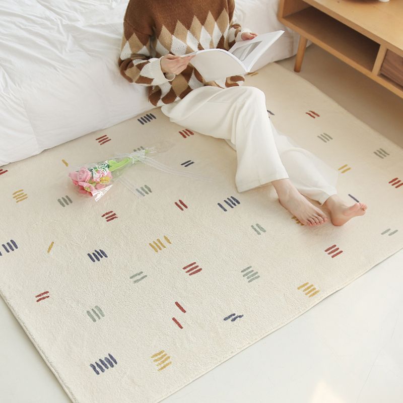 Polyster Rug Non-Slip Backing Adults Indoor Rug Rectangle Contemporary Carpet Stripe Print