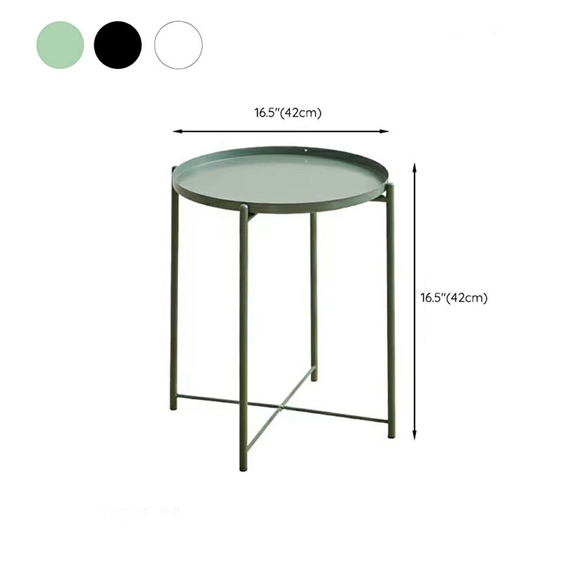 Mid-Century Cross Legs End Side Table Round Tray Top Corner Table