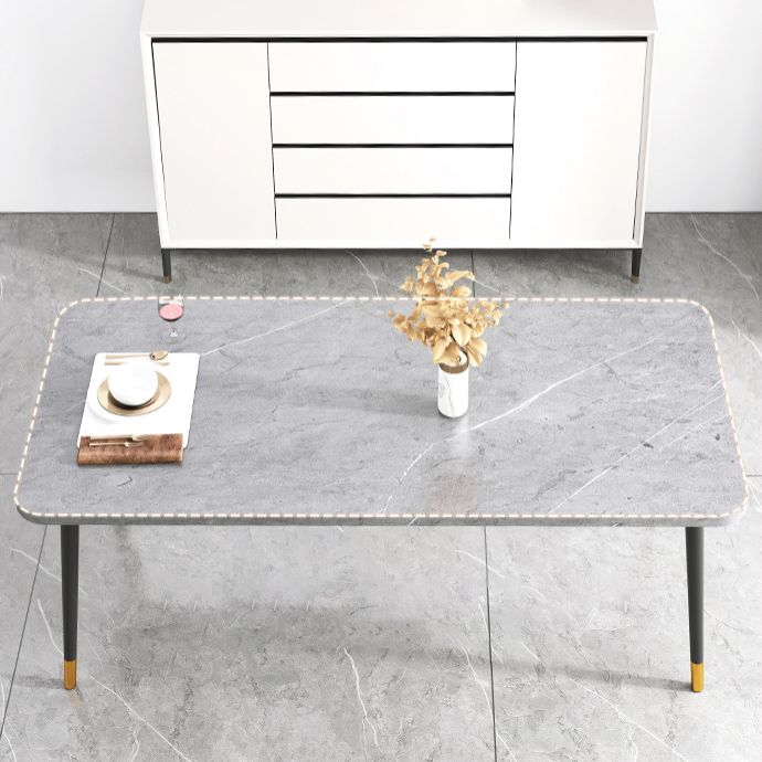 Minimalist Sintered Stone Top Standard Dining Table Set White Rectangle Dining Set for Kitchen