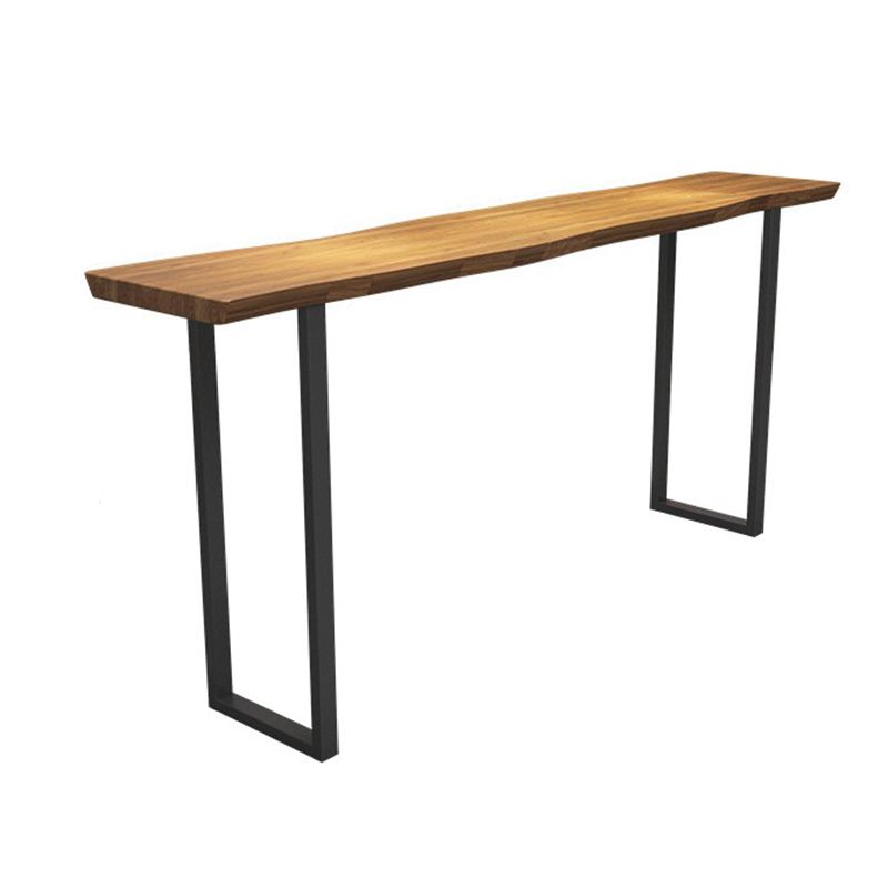 Rectangular Bar Height Table Black Legs and Metal Base Patio Bar Table