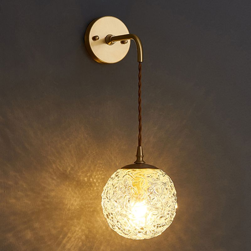 Lámpara de pared colgante de globos de bronce en un estilo de pared de cobre moderno estilo creativo con sombra de vidrio