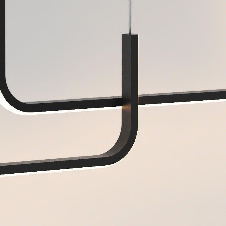 Modern 4-Light Black Kitchen Island Lighting LED Unique Island Pendant Lighting