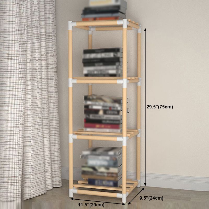 Contemporary Style Bookshelf Open Back Solid Wood in Natural Book Shelf