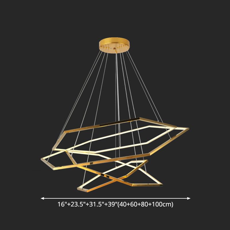 Ultra-modern Geometric Chandelier Metallic Suspended Lighting Fixture for Living Room