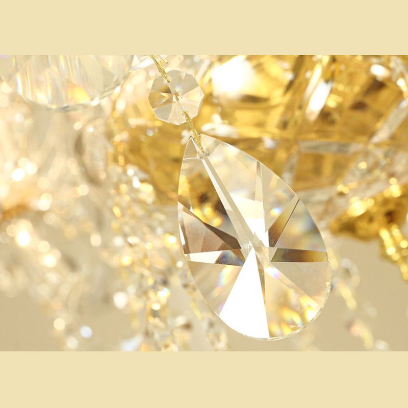 Beveled K9 Crystal Clear Hanging Ceiling Lights Classic Candelabra Ceiling Lamp for Living Room