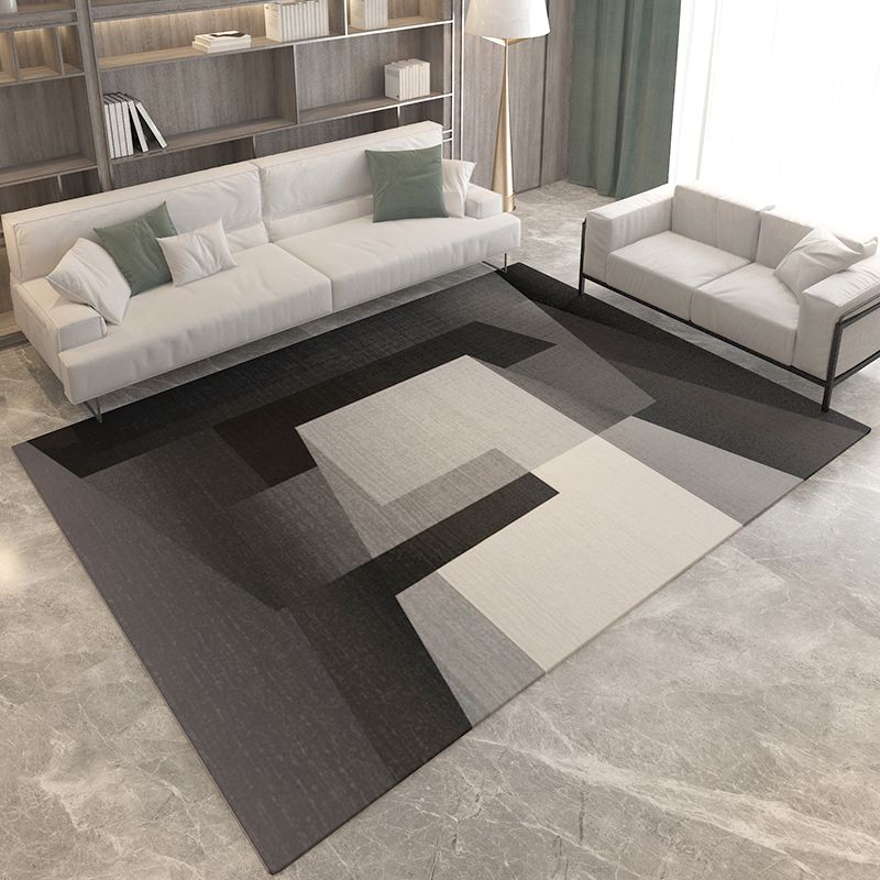 Contemporary Polyester Carpet Geometric Area Rug Stain Resistant Area Carpet for Living Room