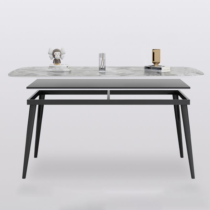 Rectangle Industrial Dining Table Grey Fixed Table with Sintered Stone