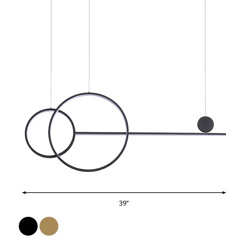 Idee di illuminazione dell'isola circolare nera/oro lampada lampadario acrilico a led nordica con design di linea