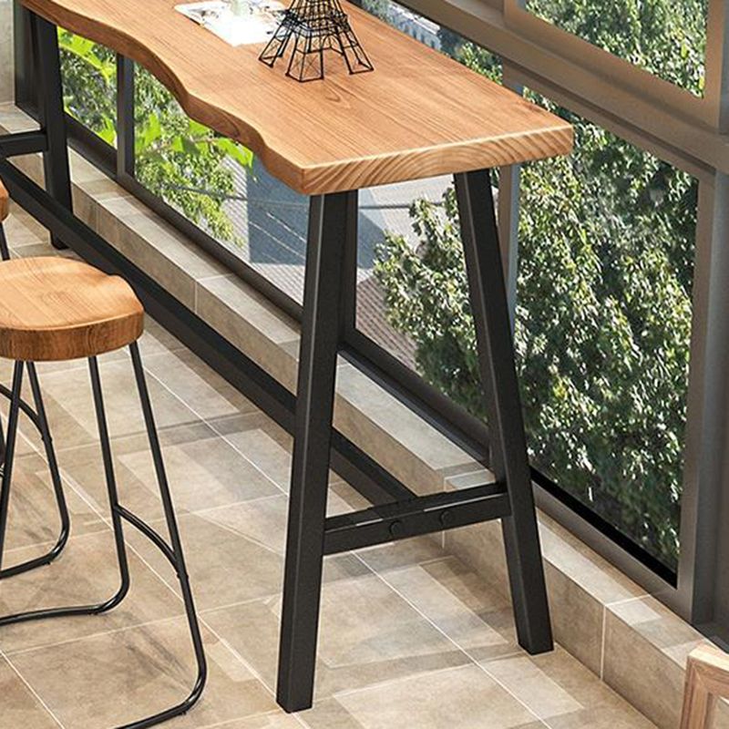 Solid Wood Bar Table Modern Trestle Base Dining Table for Kitchen