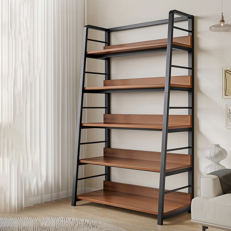 Ladder Open Back Bookshelf Modern Style Engineered Wood Bookcase with Shelves