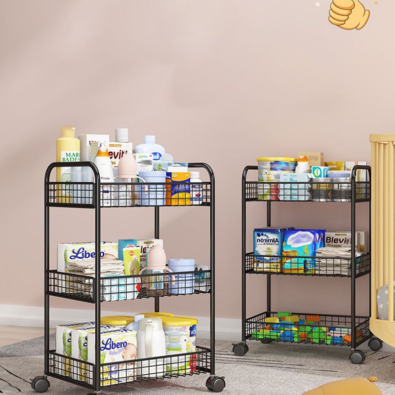 Metal Standard Bookcase with Wheels Children's Storage Bookshelf