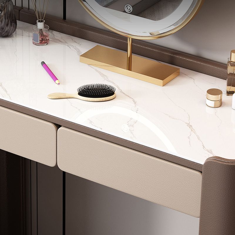 2/5 Drawer Solid Wood Dressing Table Brown Makeup Vanity Desk