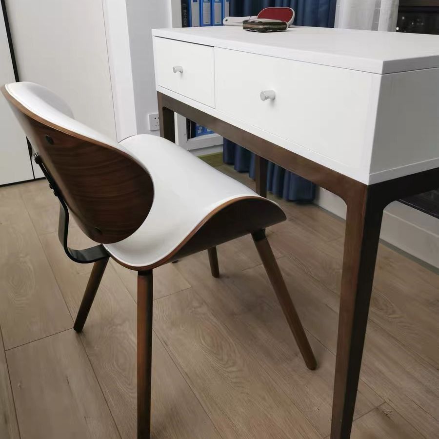Contemporary Style Leather Dining Chair Open Back Dining Side Chair for Kitchen