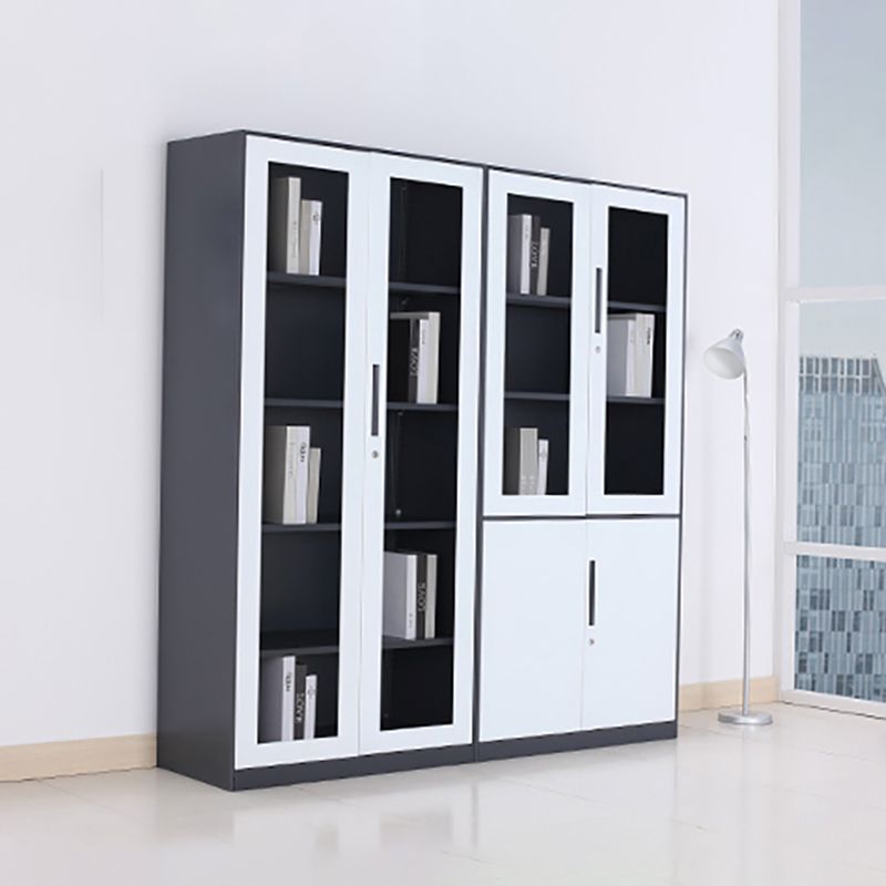 Modern Stainless Steel Bookcase Standard With Doors Shelf for Home Office