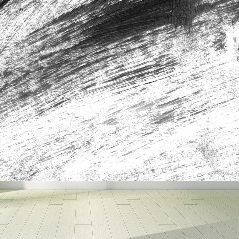 Black Brush Mural Wallpaper for Decoration Contemporary Living Room Wall Covering