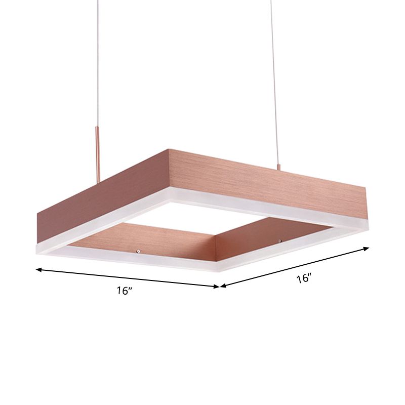 1/2/3-Light Bedroom Chandelier with Square Acrylic Shade Rose Gold Ceiling Pendant in Warm/White/Natural Light