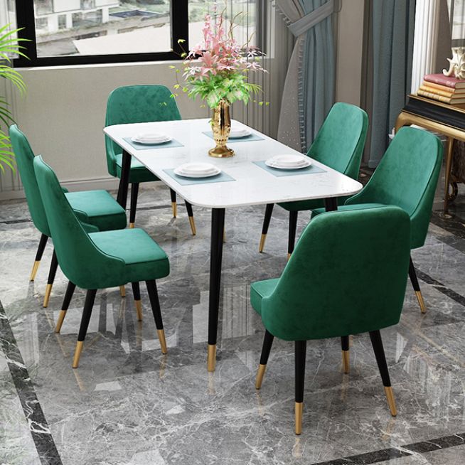 Contemporary Dining Table Set 1/2/7 Pieces Indoor Stone and Iron Dinette Set