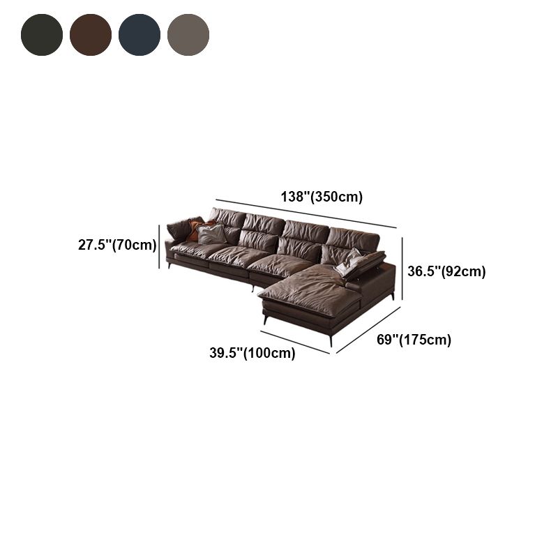 Modern Faux Leather L-Shape Sofa with Pillow Top Arm for Living Room