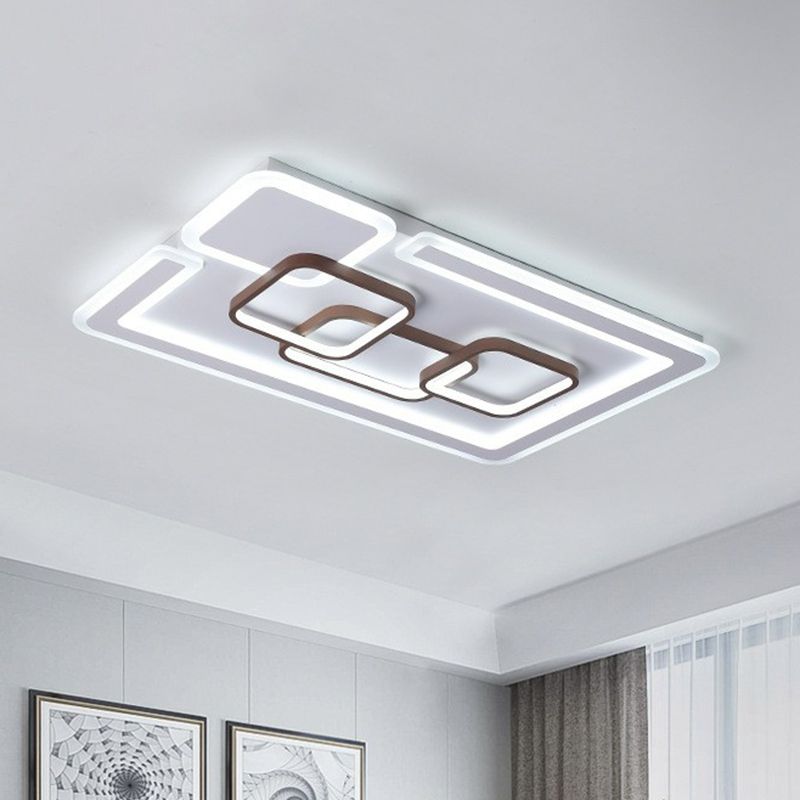Nordic Geometrical LED Flush Mount Acrylic Living Room Flushmount Ceiling Light in Coffee