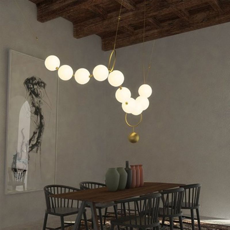 Luz de techo colgante redondo Vidretes ópalo de ópalo de 10 luces Candelier de comedor de lámpara de iluminación con diseño de collar en oro