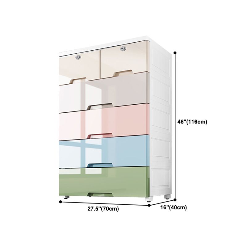 Contemporary Style Wardrobe Plastic Bedroom Wardrobe Closet With 6-Drawer
