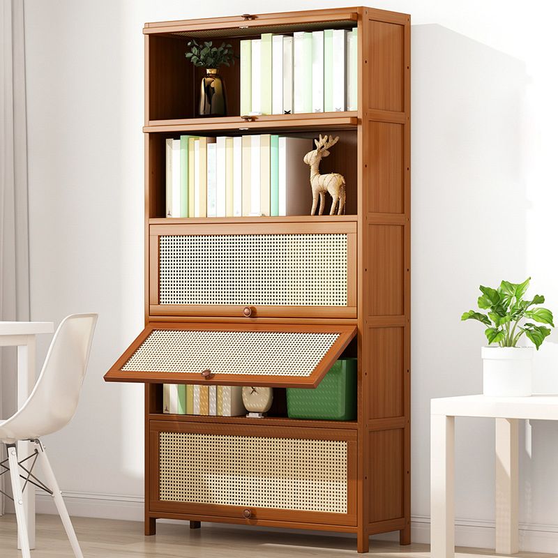 12.5" W Bamboo Bookshelf Modern Closed Storage Bookcase for Home Office