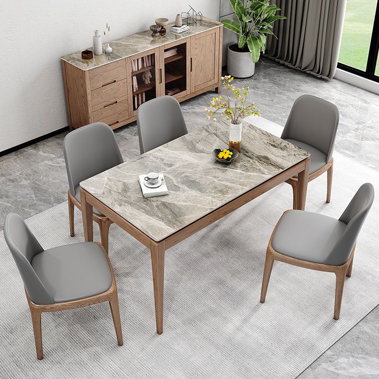 Midcentury Style Dining Table Rectangle Stone Dining Site Table for Home