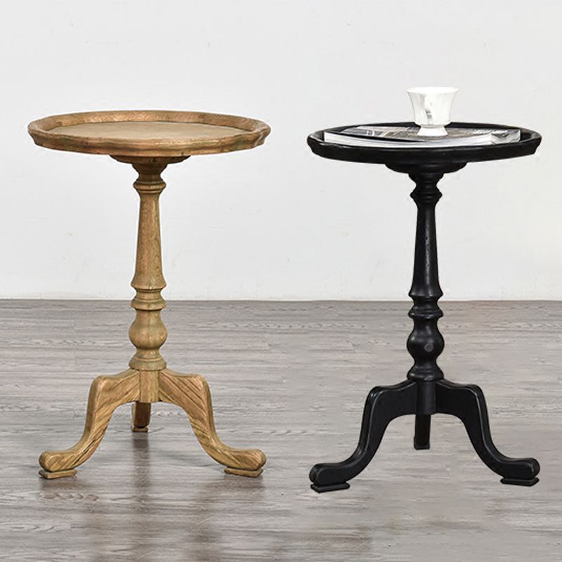 14" Wide Rustic Corner Table Solid Wood Round Side End Table