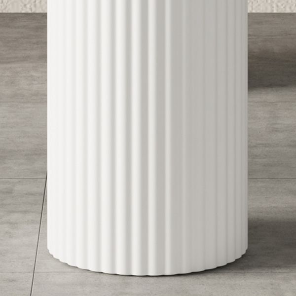 Stone Top Dining Table Modern Oval Dining Table in White with Double Pedestal