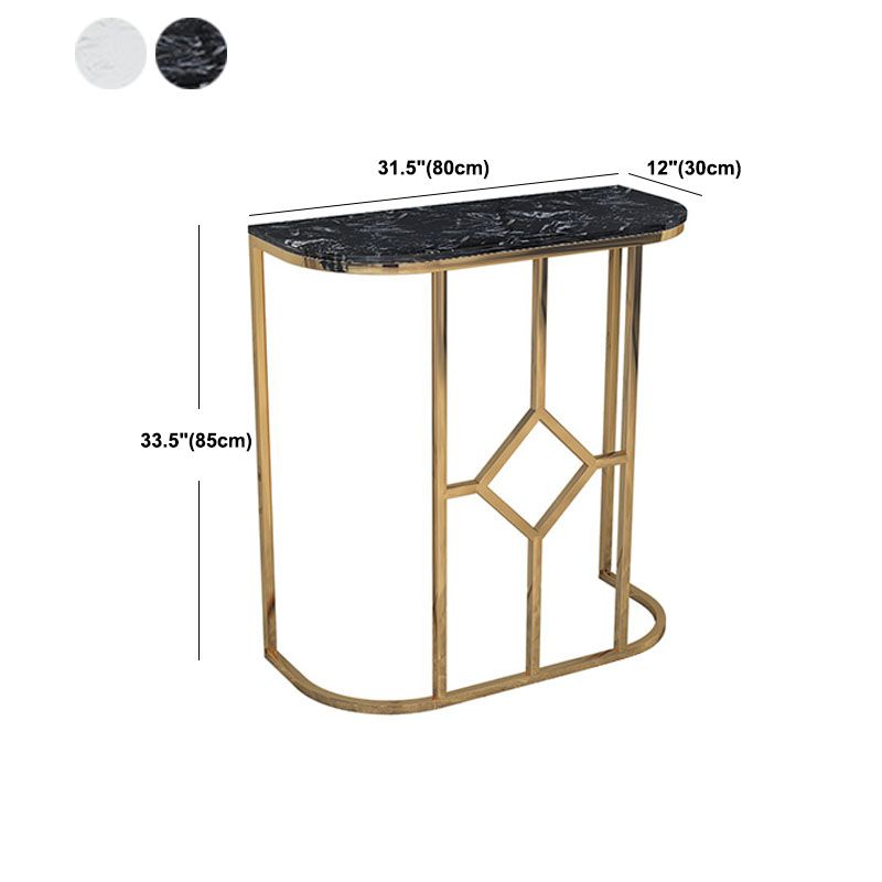 12" W Glam Marble Console Table Half Moon Abstract Accent Table for Hall