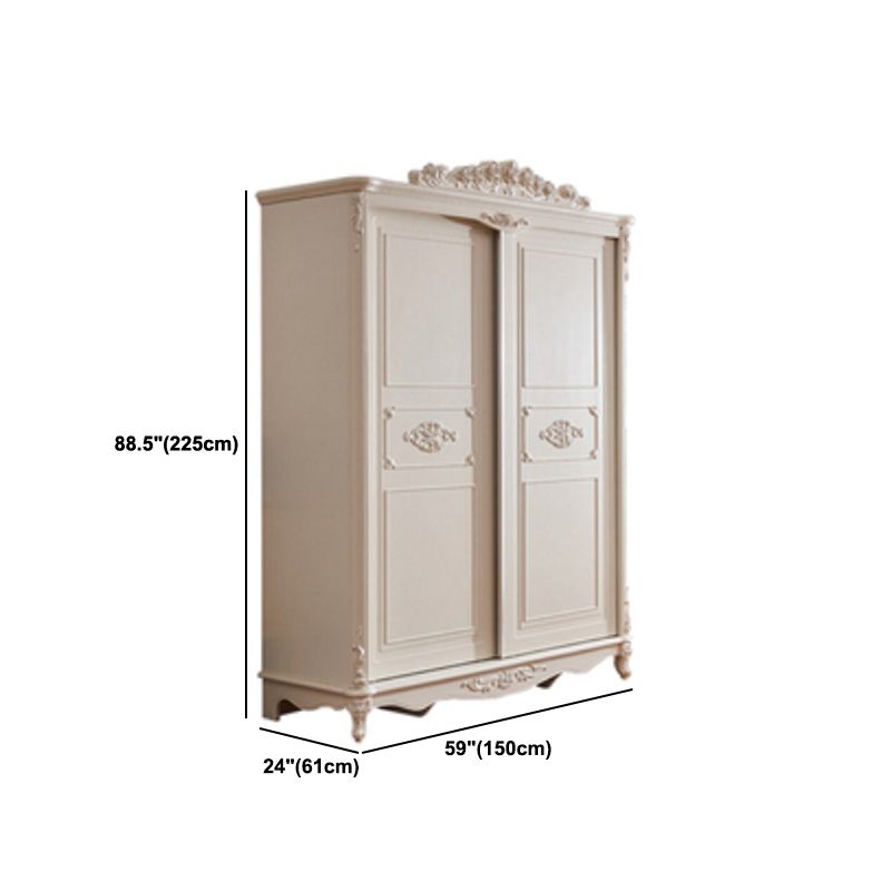 Traditional Wardrobe Armoire White Wooden Wardrobe Cabinet with Legs