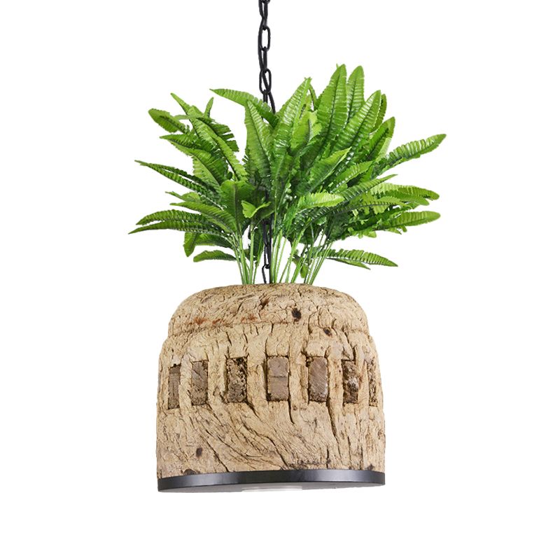 1 Light Pendant Lamp Factory Dining Room Plant Hanging Light Kit with Dome Resin Shade in Green