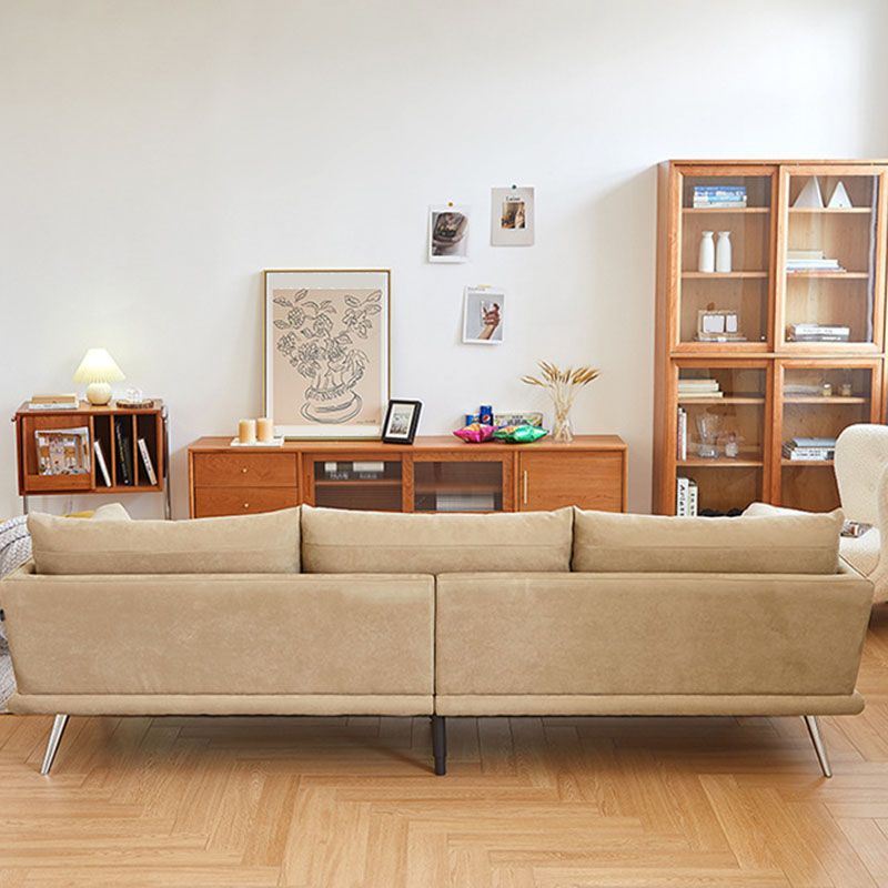 3/4-seat Modern Brown Sofa Wear-resistant Sofa with Metal Legs