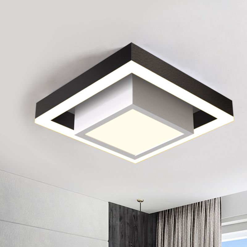 Luz de techo empotrada LED nórdica, accesorio de montaje empotrado pequeño cuadrado doble negro/dorado/café con pantalla acrílica para pasillo