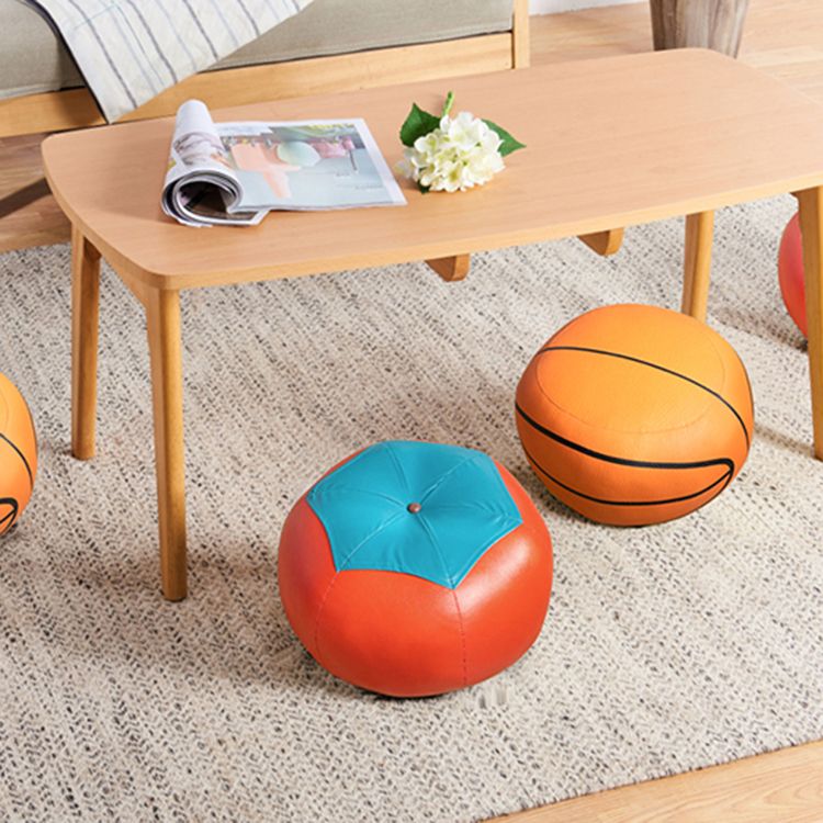 Pouf Tomato Pattern Ottoman Faux Leather Modern Specialty Ottoman