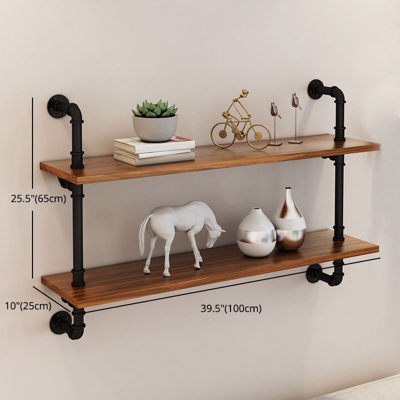 Brown Bookshelf Industrial Style Wall Mounted Bookcase for Home Office