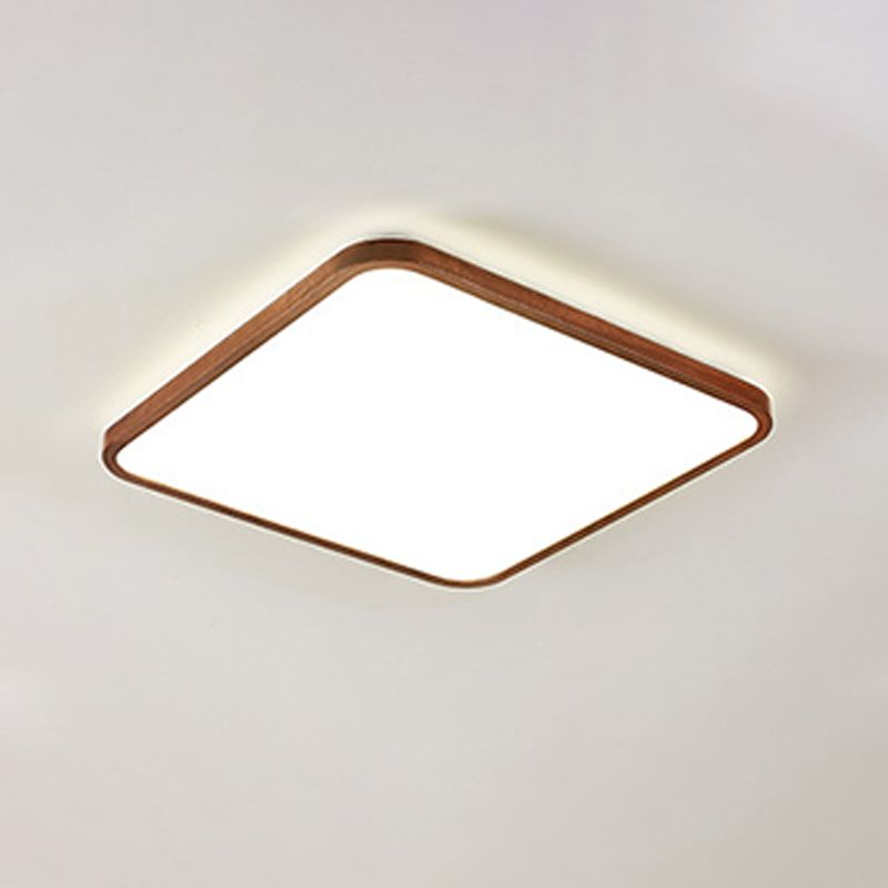 Modern Geometry Shape LED Ceiling Lamp Wood 1 Light Flush Mount for Living Room Aisle