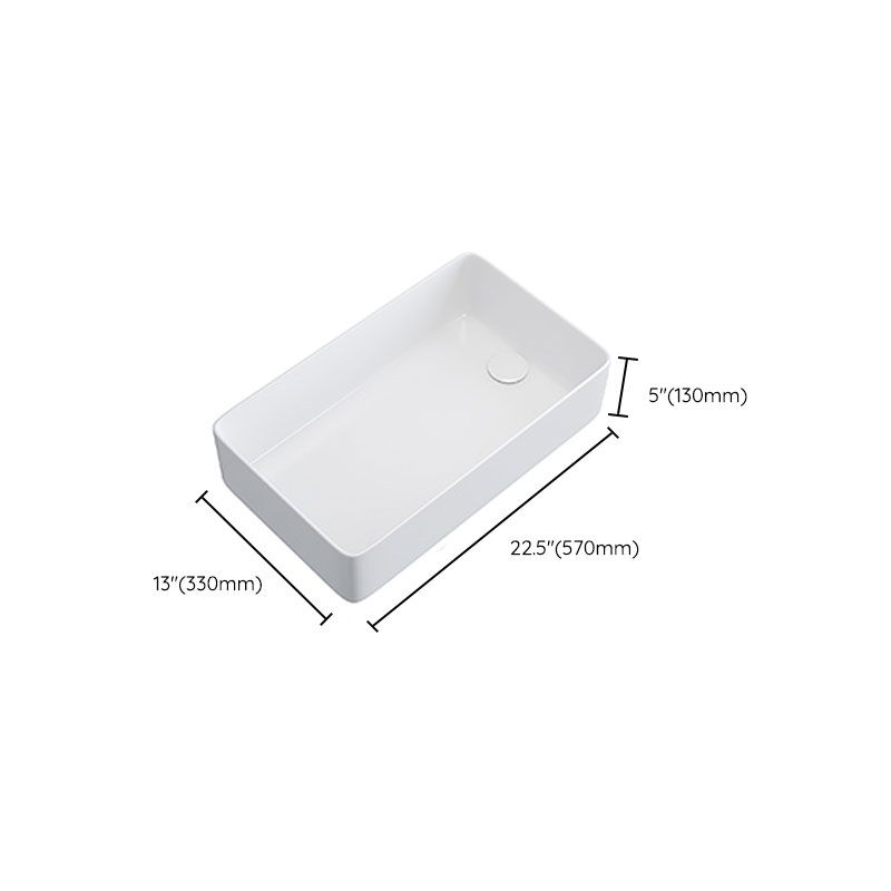 Modern Bathroom Sink White Ceramic Rectangular Bathroom Vessel Sink
