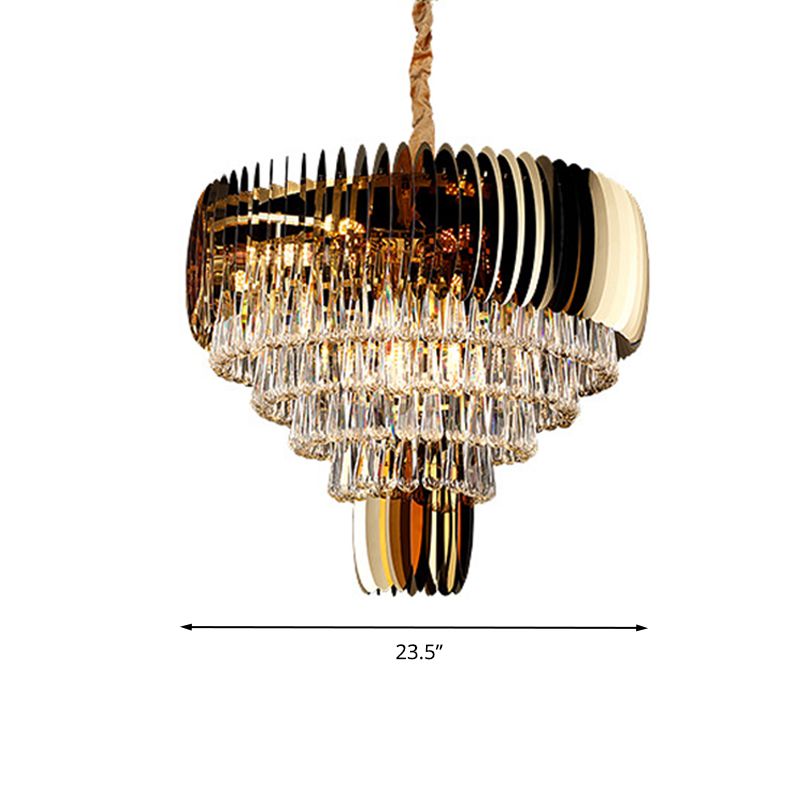 Luz de techo de cristal de lágrima tazada moderna 9 cabezas lámpara de lámpara en oro